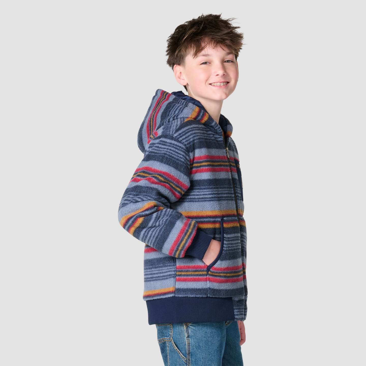 Топы Carhartt Long Sleeve Printed Full-Zip Micro Fleece Active Jac (Child/Youth) для мальчиков, цвет: Железный — фото 4