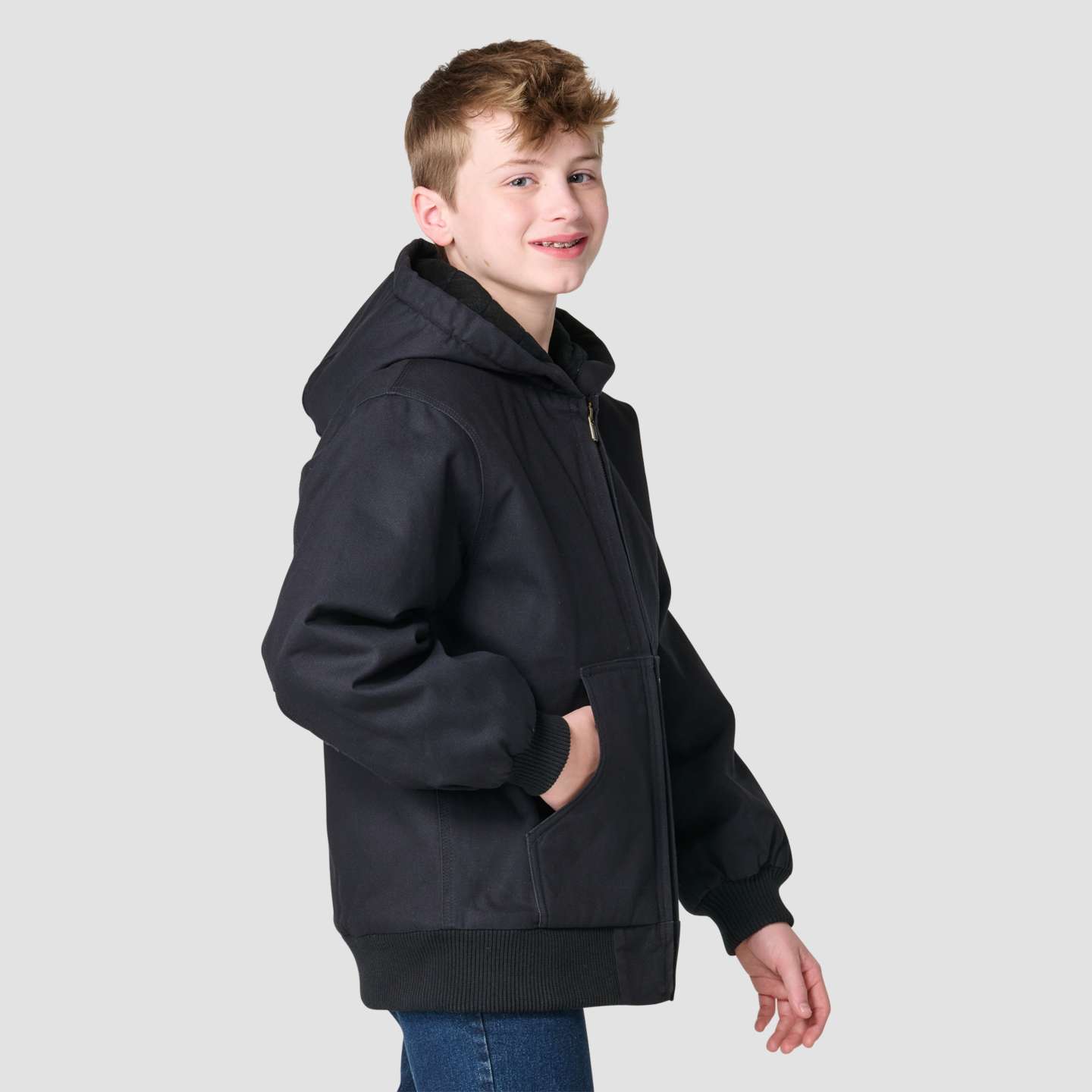 Детская утеплённая куртка Carhartt Canvas Active Jac, цвет: Чёрный — фото 3