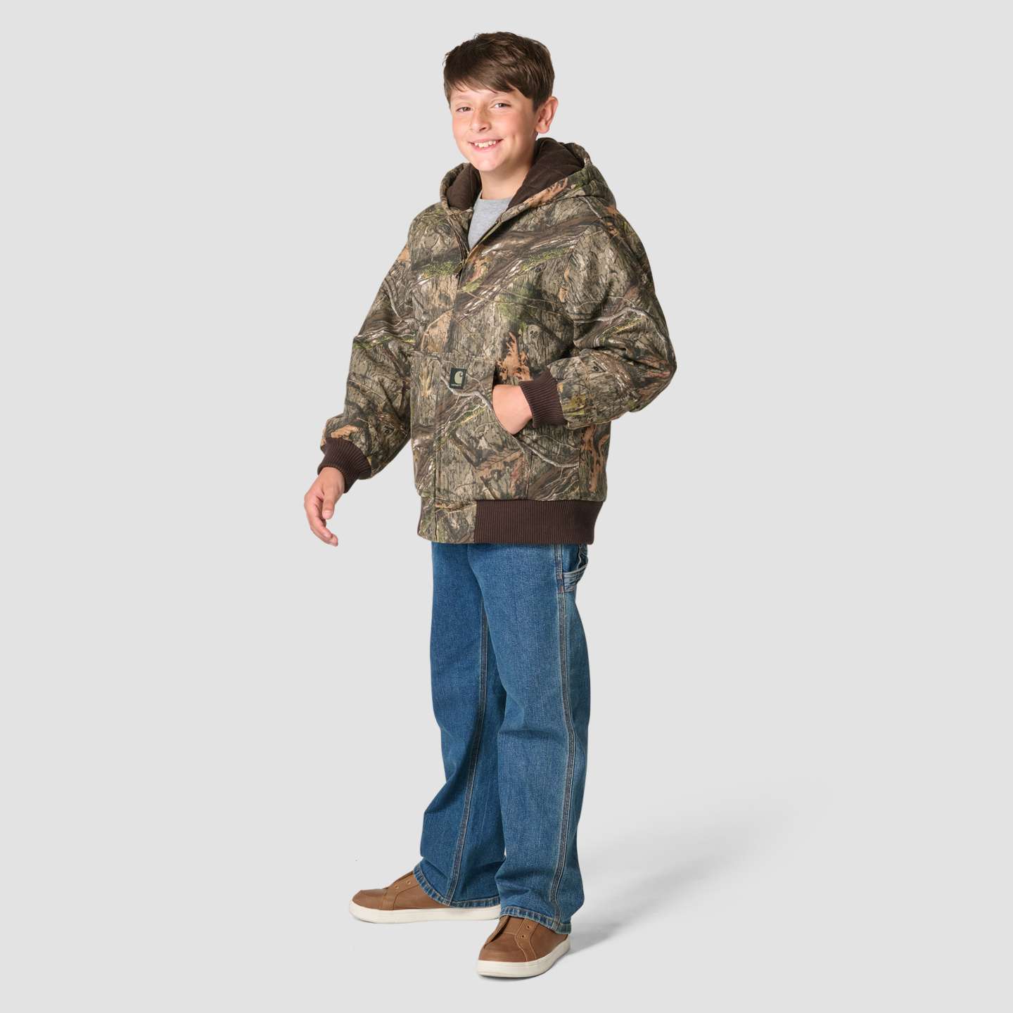 Куртка Carhartt Canvas Insulated Hooded Camo Jacket (Child/Youth) для мальчиков, цвет: Mossy Oak Country Dna — фото 7