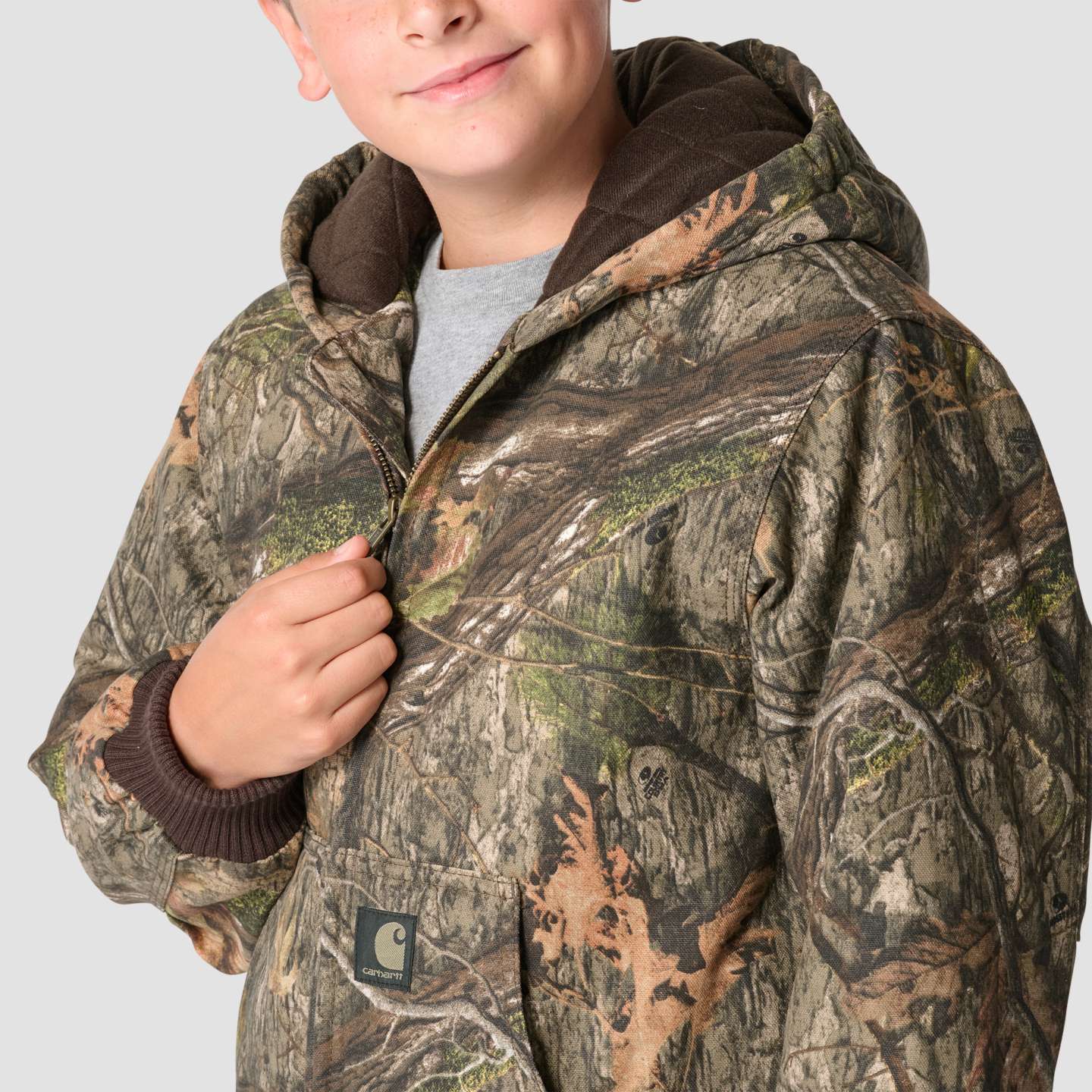 Куртка Carhartt Canvas Insulated Hooded Camo Jacket (Child/Youth) для мальчиков, цвет: Mossy Oak Country Dna — фото 5