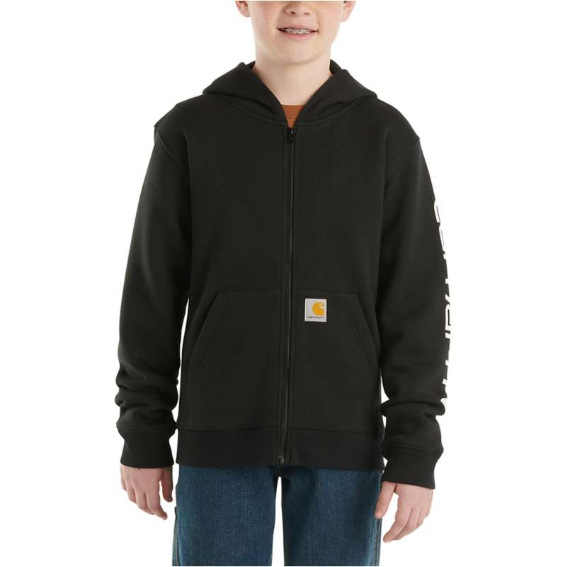 Carhartt  Black Boys' Long-Sleeve Full Zip Logo Sweatshirt (Child/Youth)