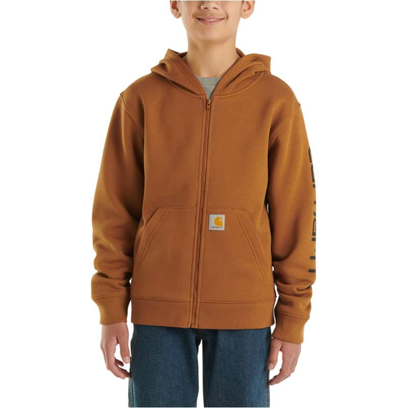 Carhartt  Carhartt Brown Boys' Long-Sleeve Full Zip Logo Sweatshirt (Child/Youth)