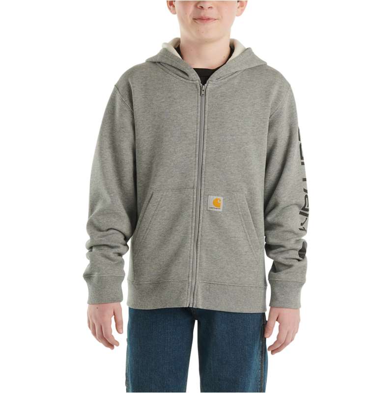 Carhartt  Charcoal Boys' Long-Sleeve Full Zip Logo Sweatshirt (Child/Youth)