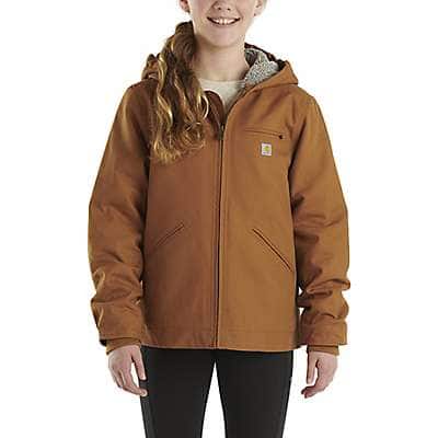 Carhartt Youth girl,child girl Carhartt Brown Girls' Sierra Sherpa-Lined Jacket (Child/Youth)