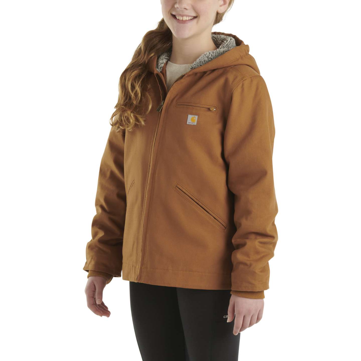 Куртка Carhartt Sierra Sherpa-Lined Jacket (Child/Youth) для девочек, цвет: Коричневый — фото 4