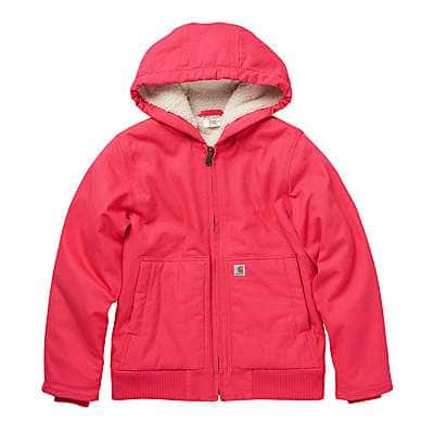 Carhartt Youth girl,child girl Raspberry Girls' Long Sleeve Active Jac Flannel Sherpa Lined
