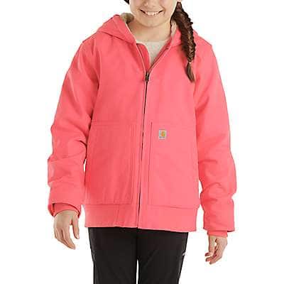 Carhartt Youth girl,child girl Pink Lemonade Girls' Long Sleeve Active Jac Flannel Quilt Lined