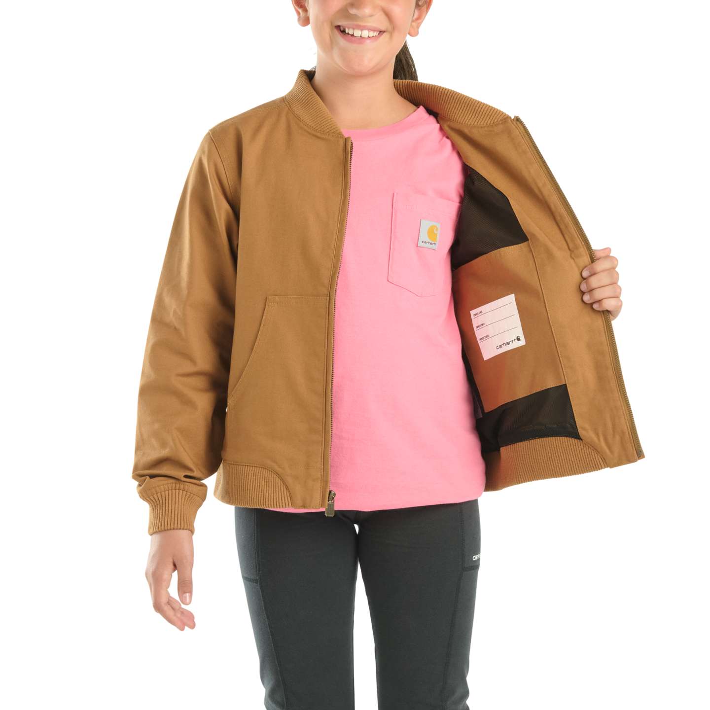 Куртка Carhartt Long-Sleeve Rugged Flex® Canvas для девочек, цвет: Коричневый — фото 3