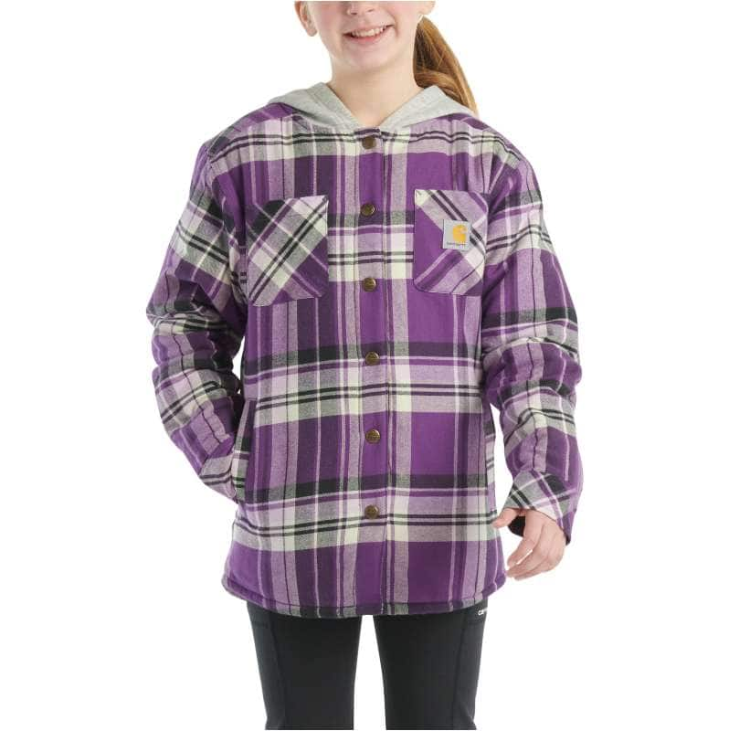 Carhartt  Woodrose Girls' Long-Sleeve Flannel Snap Front Hooded Shirt Jac (Child/Youth)