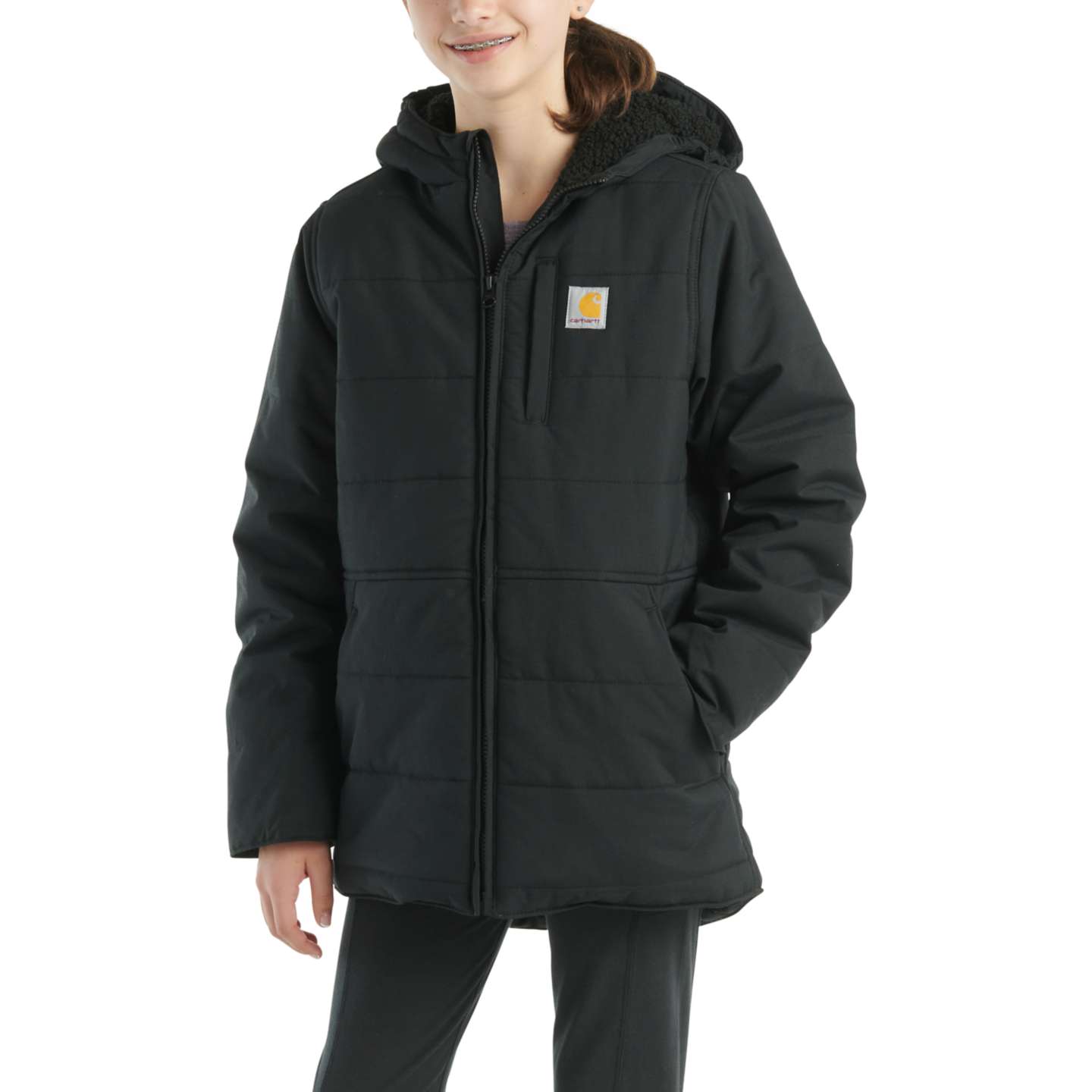 Детская утеплённая куртка Carhartt Montana с капюшоном, цвет: Чёрный — фото 3
