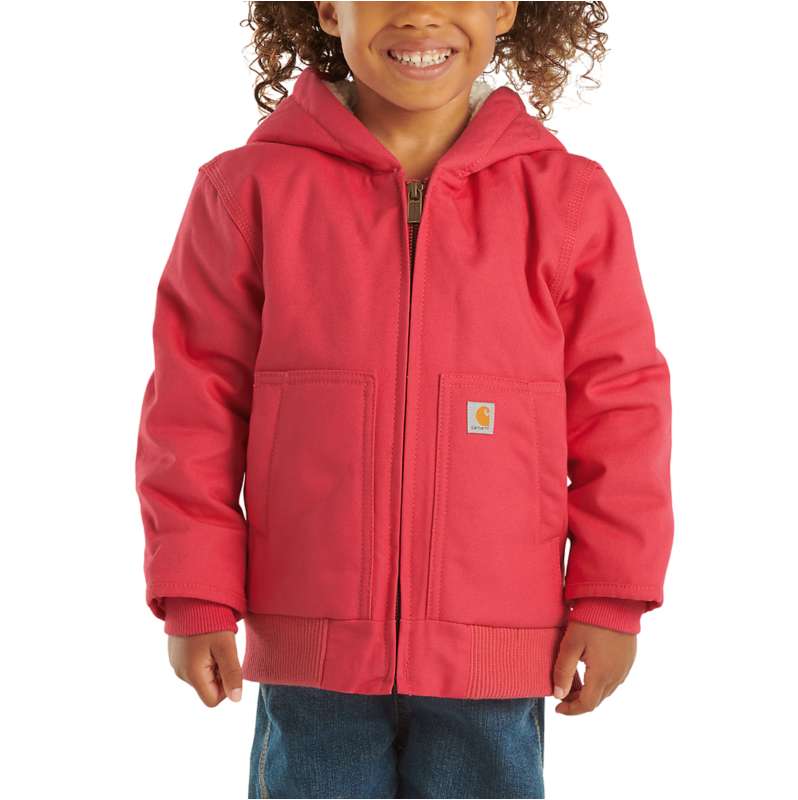 Carhartt  Raspberry Girls' Long-Sleeve Canvas Insulated Hooded Active Jac (Infant/Toddler)