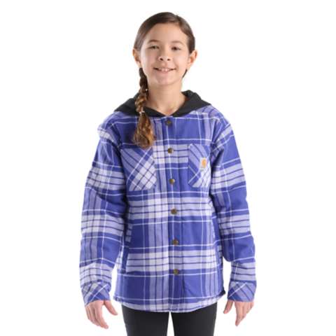 Детские рубашки Carhartt Girls' Long Sleeve Flannel Snap-Front Hooded Shirt Jac (Child/Youth)