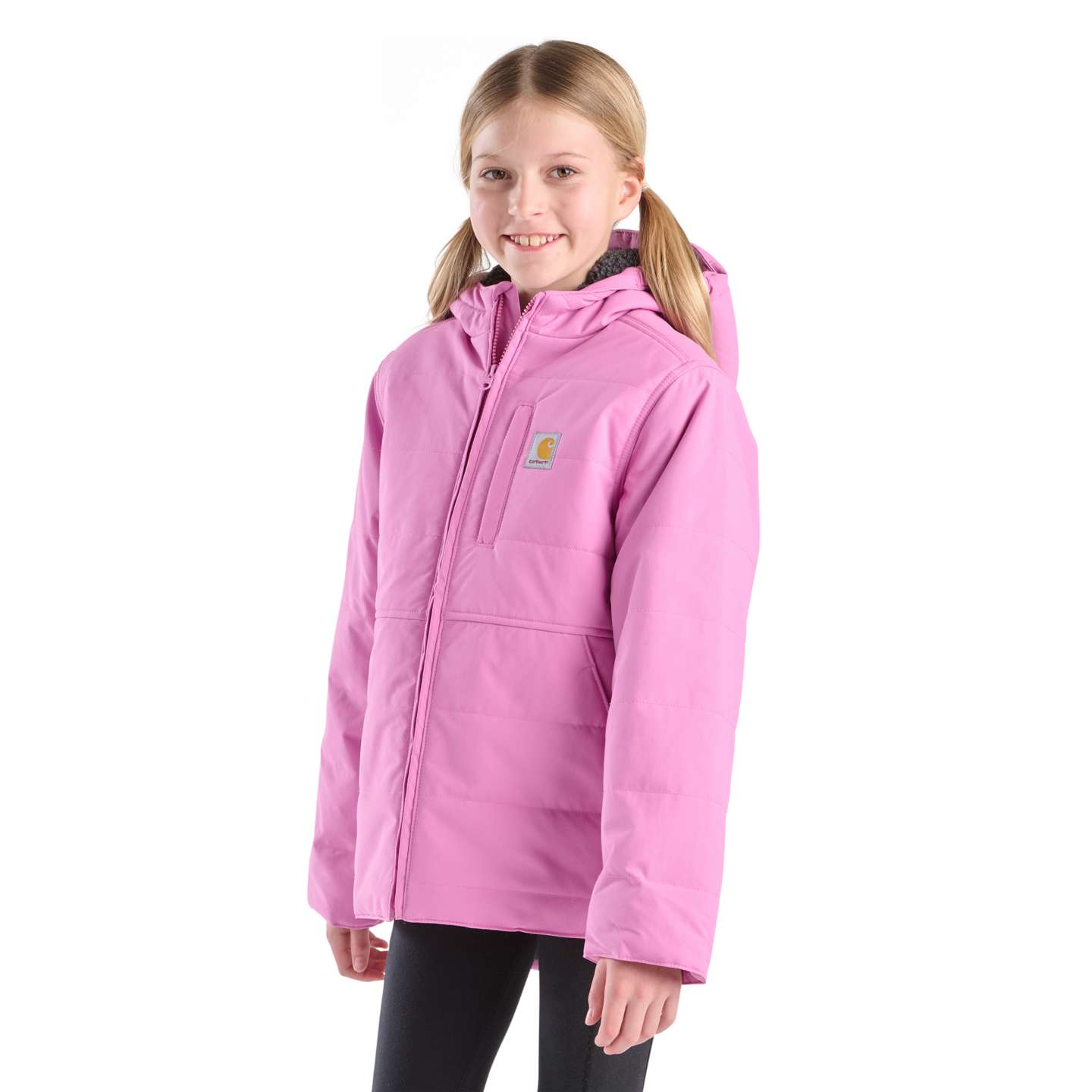 Куртка Carhartt Montana Insulated Hooded Jacket (Child/Youth) для девочек, цвет: Пыльный розовый — фото 3