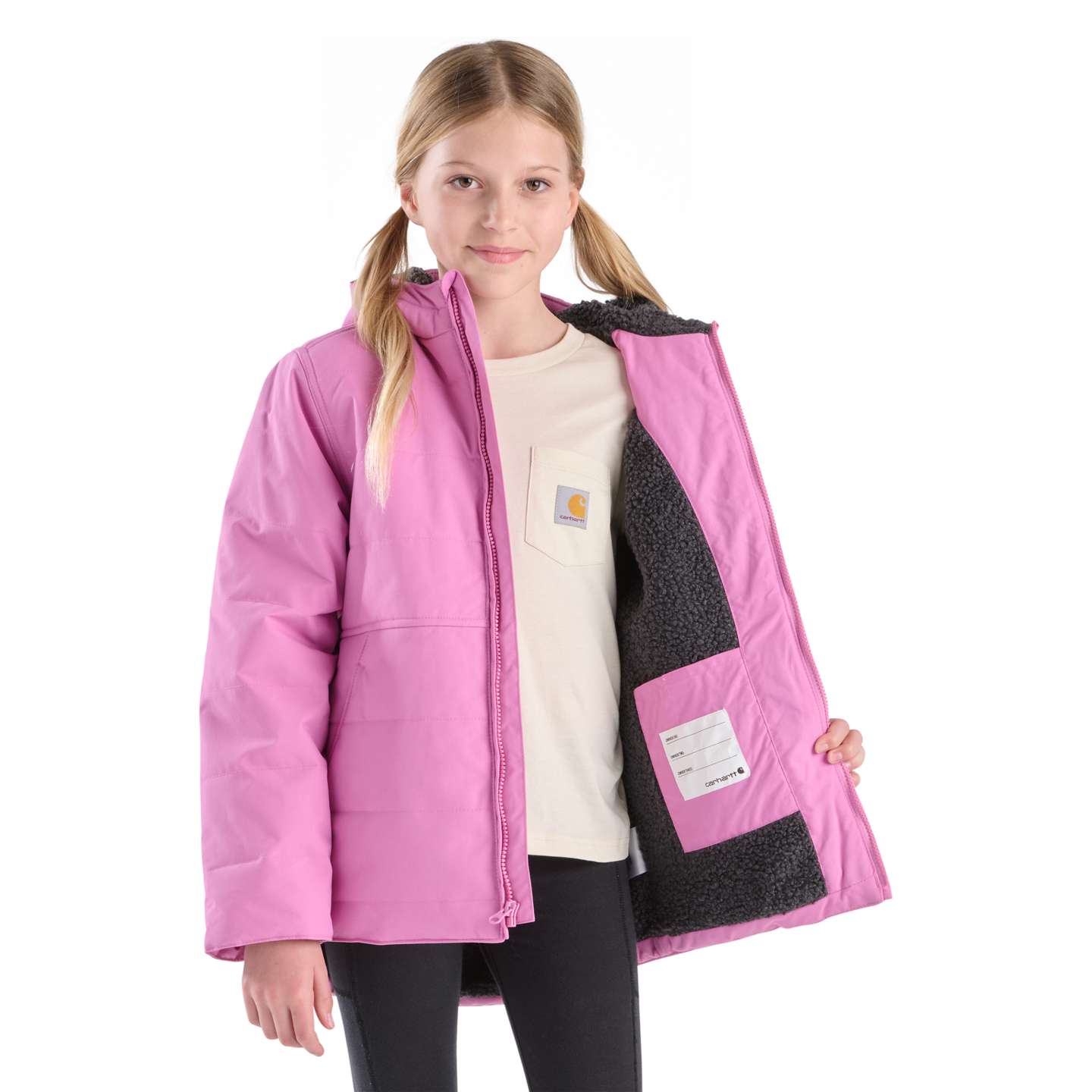Куртка Carhartt Montana Insulated Hooded Jacket (Child/Youth) для девочек, цвет: Пыльный розовый — фото 4