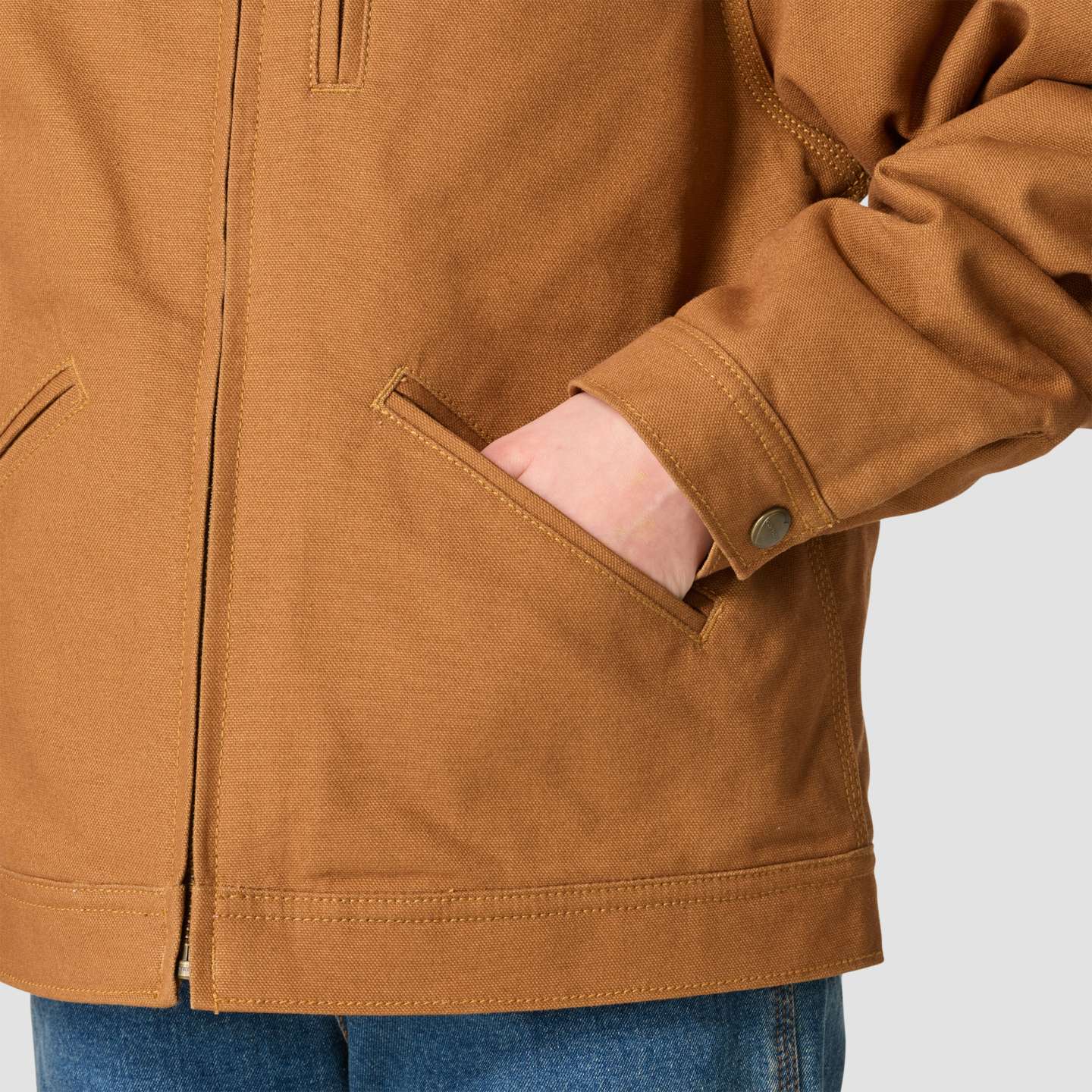 Куртка Carhartt Long Sleeve Full-Zip Canvas Detroit Jacket (Child/Youth) для девочек, цвет: Коричневый — фото 6