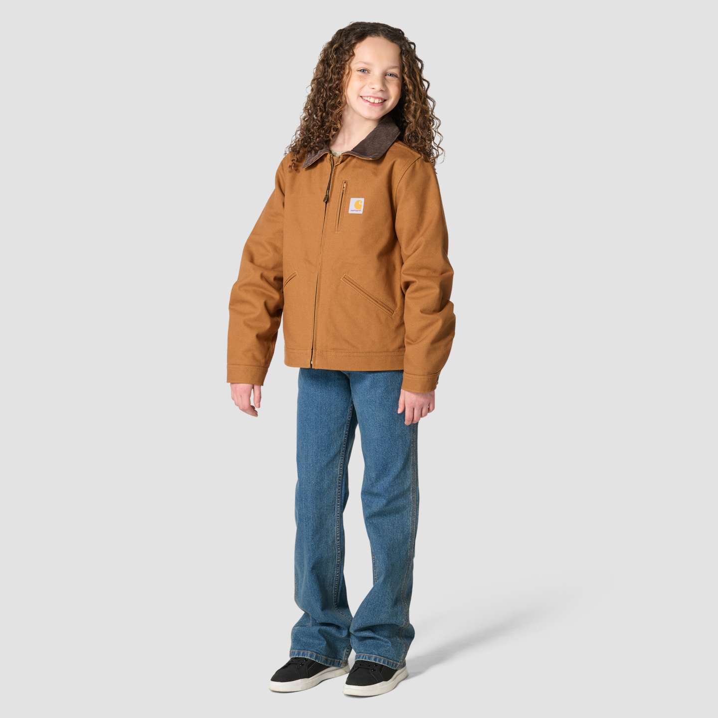 Куртка Carhartt Long Sleeve Full-Zip Canvas Detroit Jacket (Child/Youth) для девочек, цвет: Коричневый — фото 7