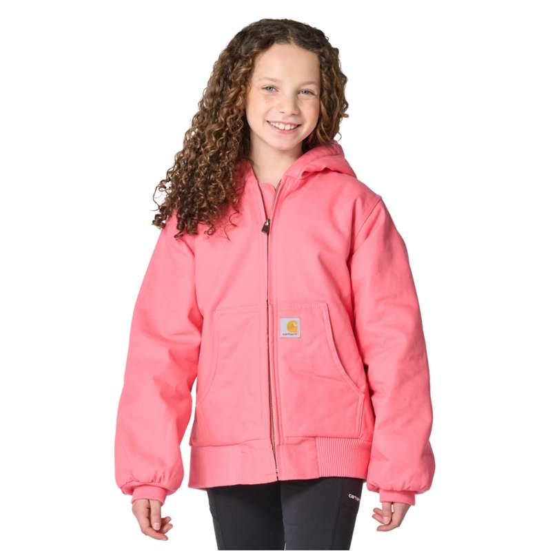 Carhartt  Fire Coral Girls' Canvas Insulated Hooded Active Jac (Youth)