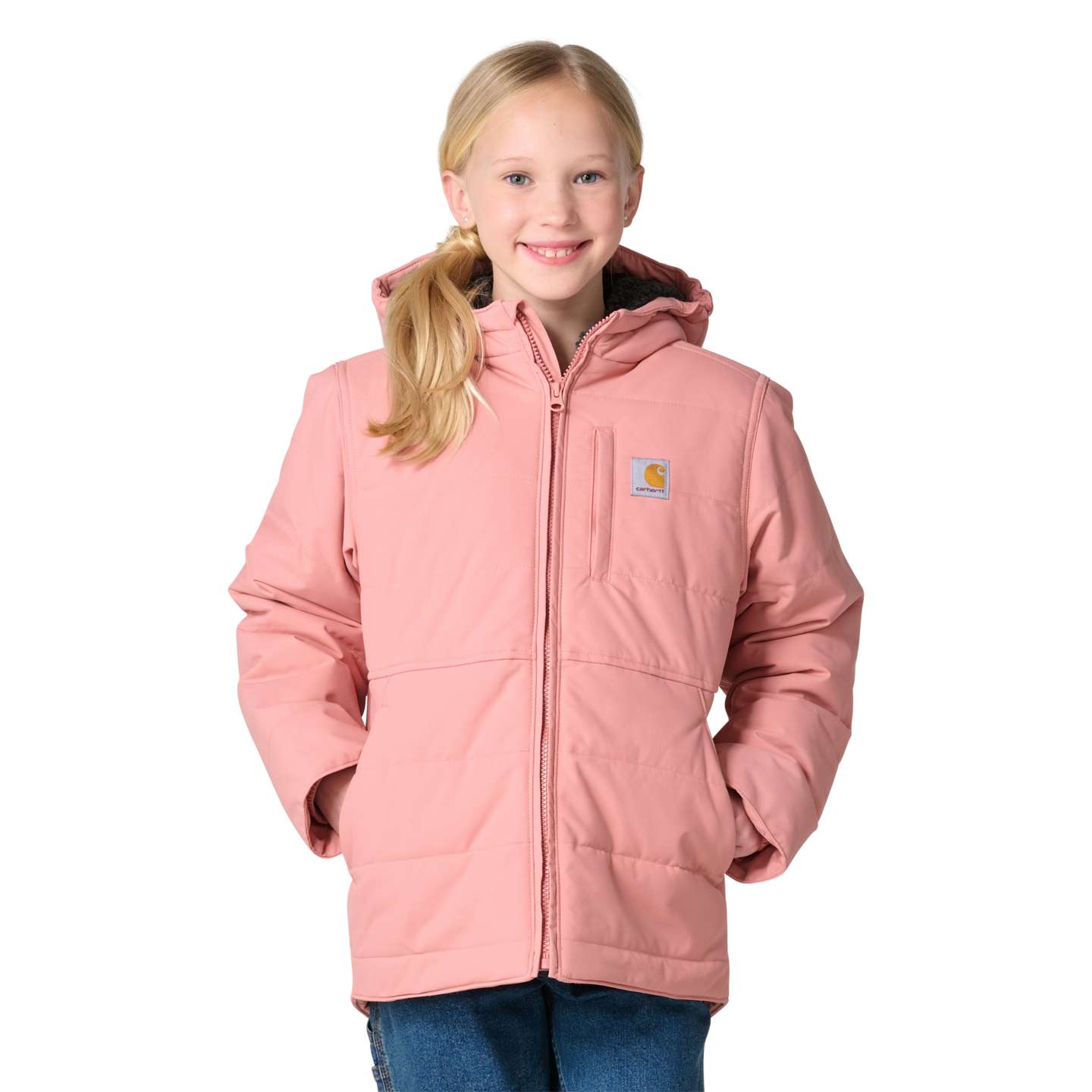 Куртка Carhartt Long Sleeve Full-Zip Montana Insulated Hooded Jacket для девочек, цвет: Розовый — фото 1