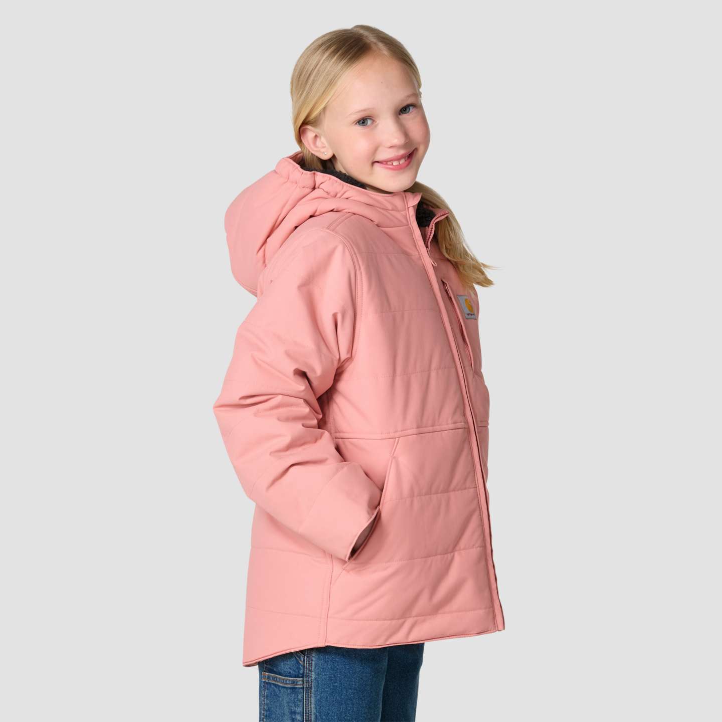 Куртка Carhartt Long Sleeve Full-Zip Montana Insulated Hooded Jacket для девочек, цвет: Розовый — фото 3