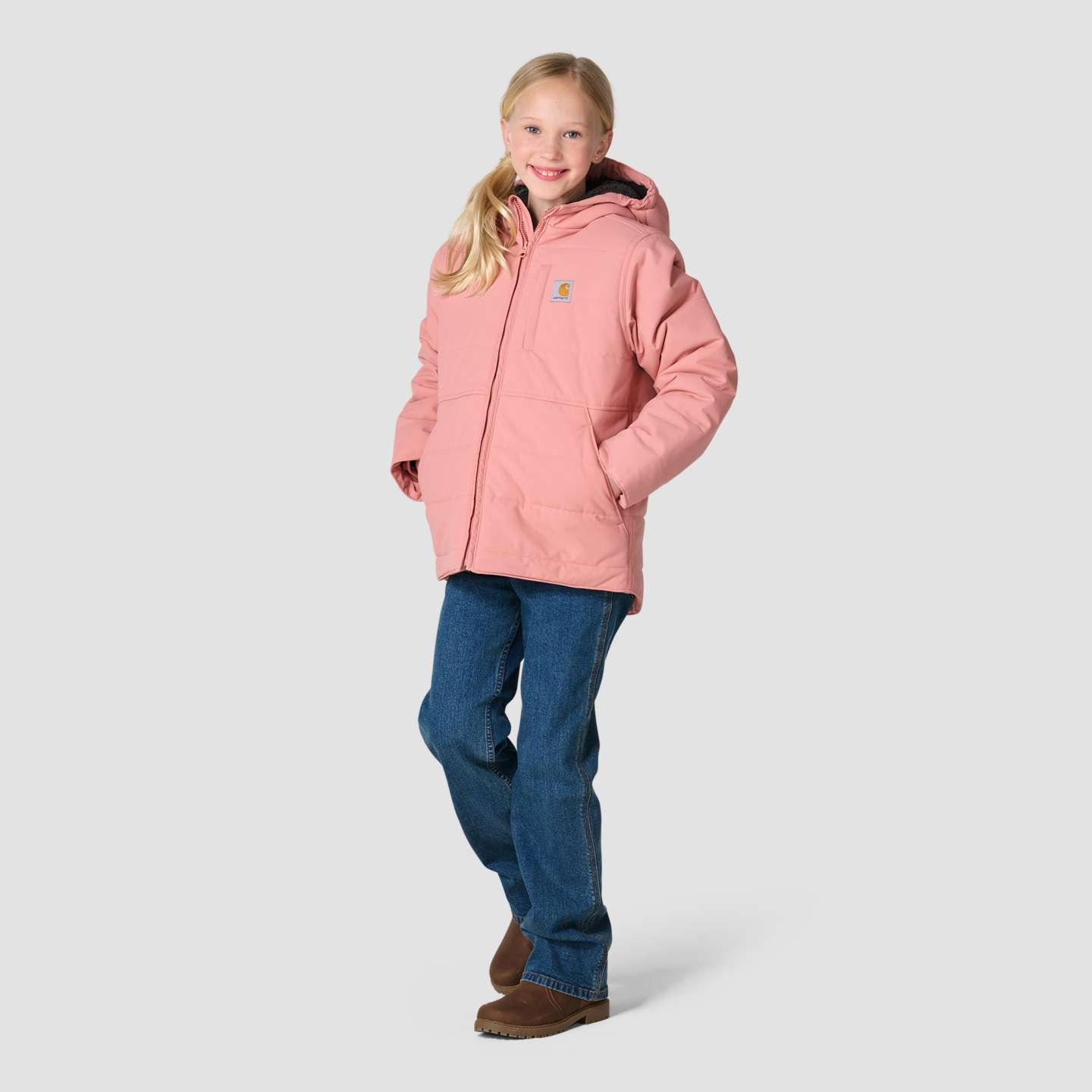 Куртка Carhartt Long Sleeve Full-Zip Montana Insulated Hooded Jacket для девочек, цвет: Розовый — фото 7