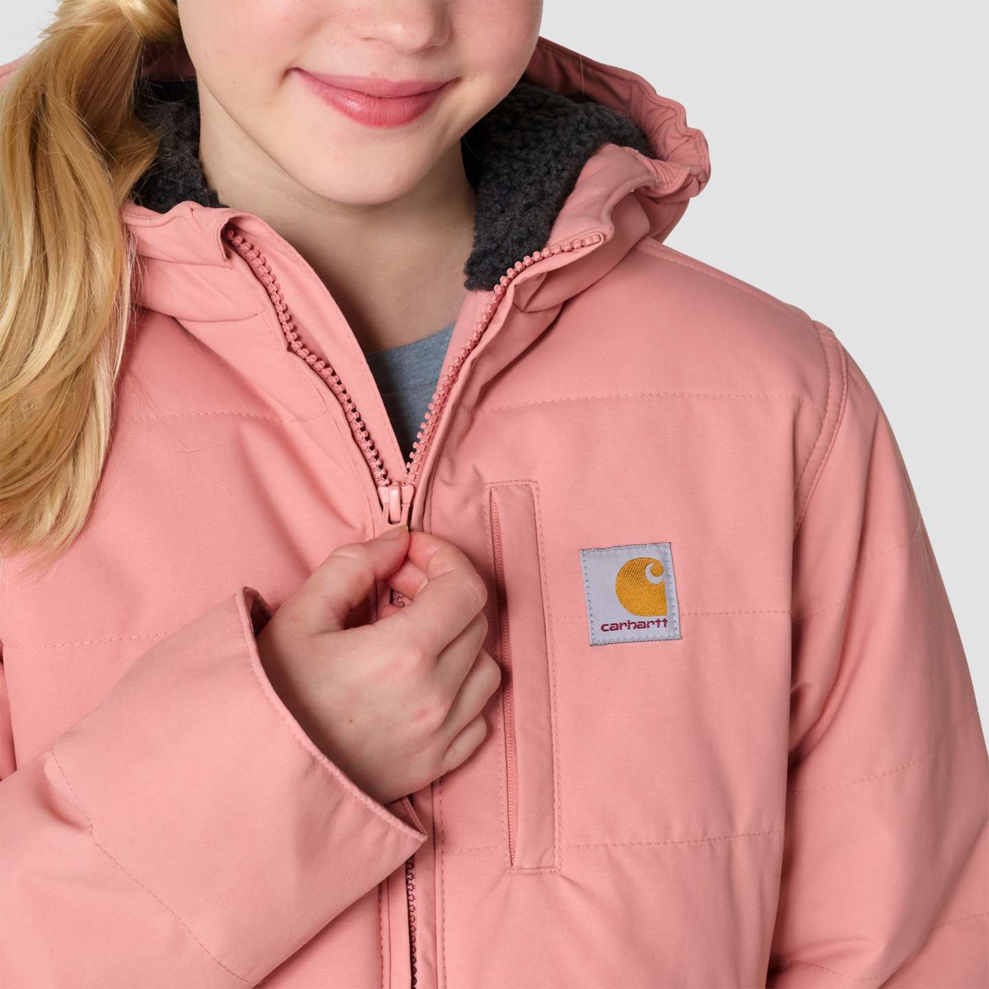 Куртка Carhartt Long Sleeve Full-Zip Montana Insulated Hooded Jacket для девочек, цвет: Розовый — фото 5