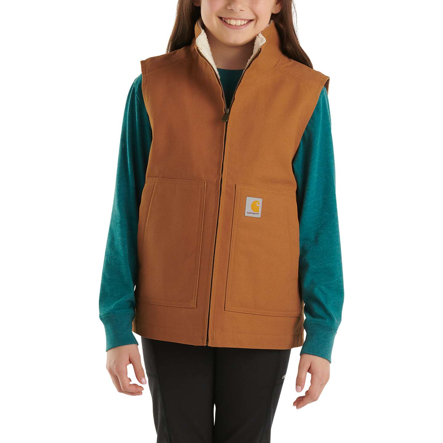 Жилет Carhartt Canvas Sherpa Lined для девочек, цвет: Коричневый — фото 1