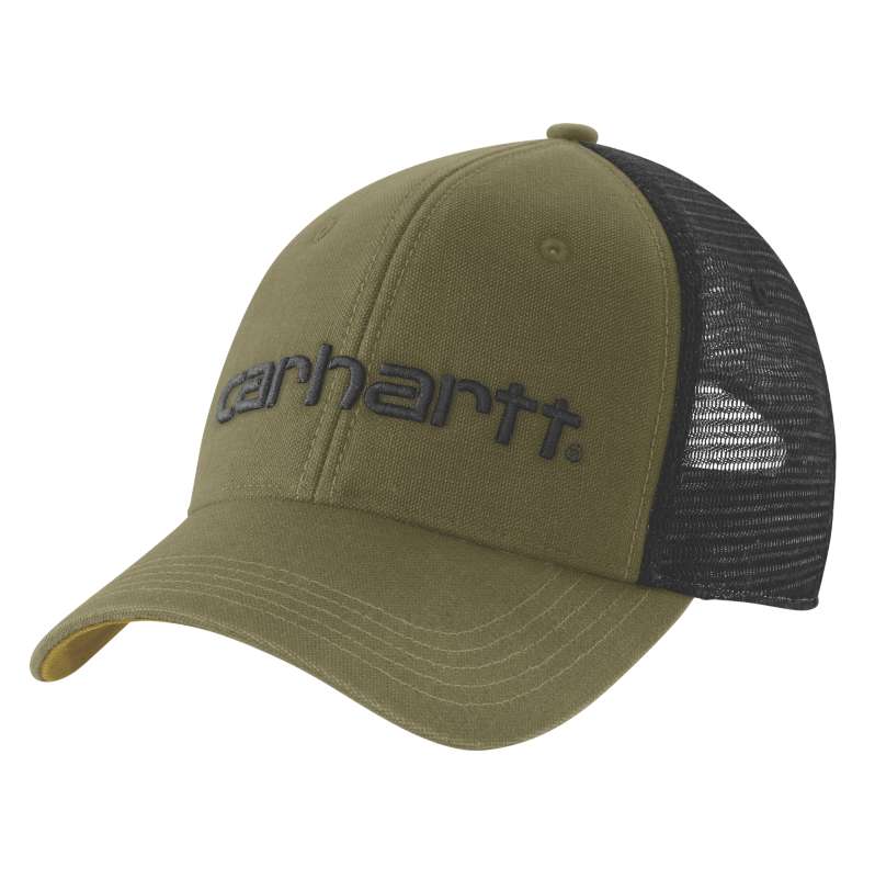 Carhartt  Dark Bronzed Green Canvas Mesh-Back Logo Graphic Cap