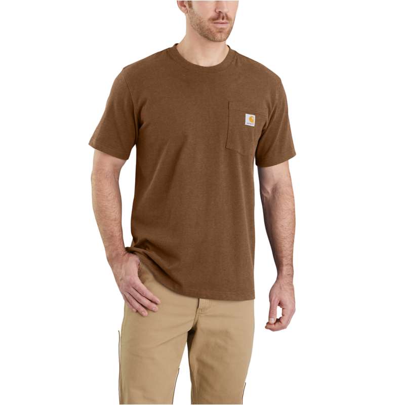 Carhartt  Oiled Walnut Heather RELAXED FIT HEAVYWEIGHT SHORT-SLEEVE K87 POCKET T-SHIRT