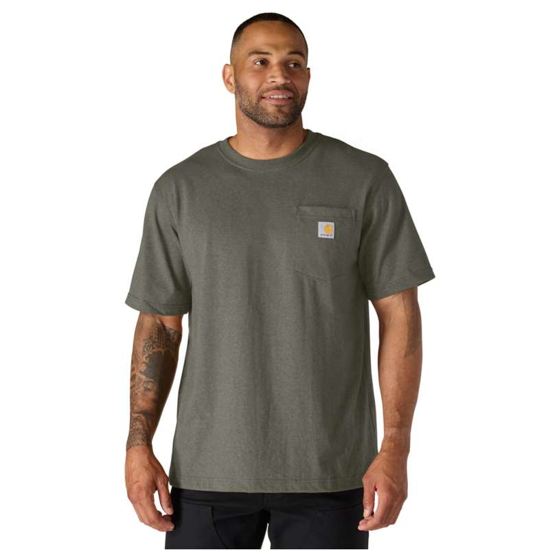 Carhartt  Dusty Olive Camiseta de trabajo de manga corta Dearborn con bolsillo y corte holgado