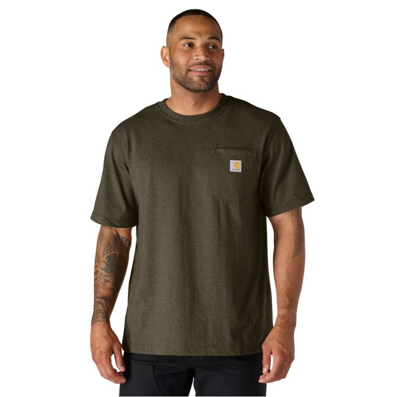 Carhartt  Burnished Logs Heather Lockeres Dearborn-T-Shirt mit Brusttasche