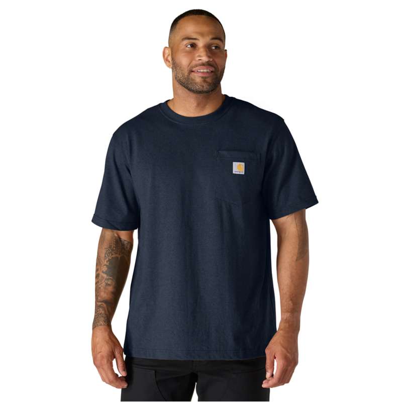Carhartt  Navy Camiseta de trabajo de manga corta Dearborn con bolsillo y corte holgado