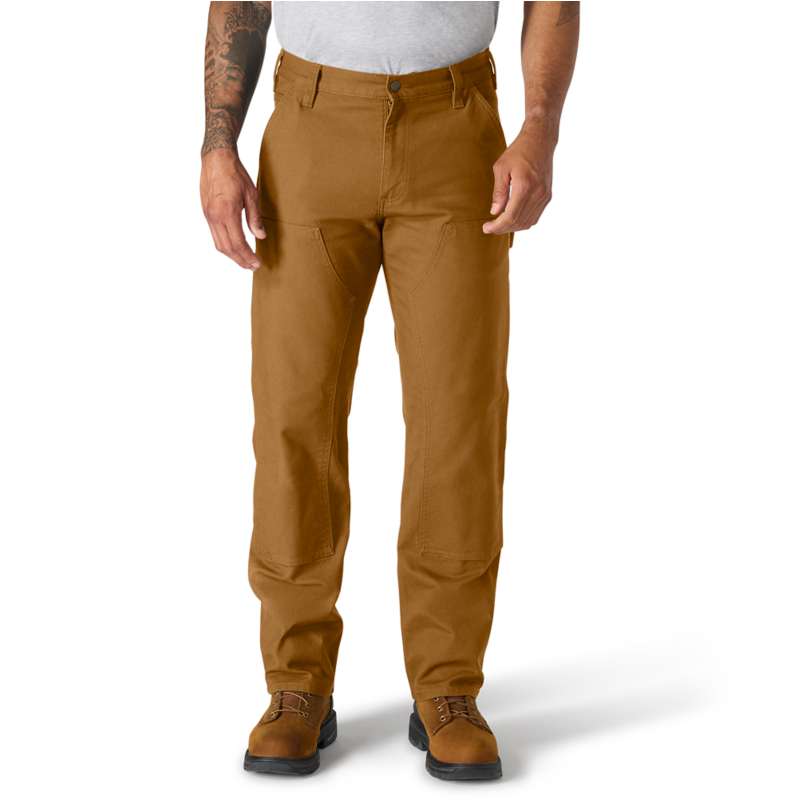 Carhartt  Carhartt Brown Rugged Flex™ werkbroek van duck-materiaal met relaxte pasvorm, rechte pijpen en dubbele voorkant