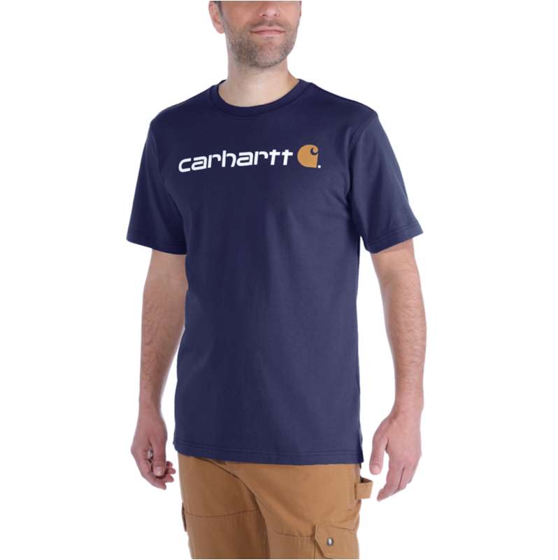Carhartt  Navy Relaxed Fit Heavyweight Short-Sleeve Logo Graphic T-Shirt