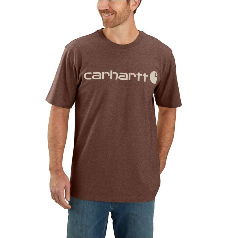 Carhartt  Mocha Heather Relaxed Fit Heavyweight Short-Sleeve Logo Graphic T-Shirt