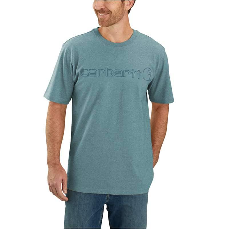 Carhartt  Summer Blue Heather Relaxed Fit Heavyweight Short-Sleeve Logo Graphic T-Shirt