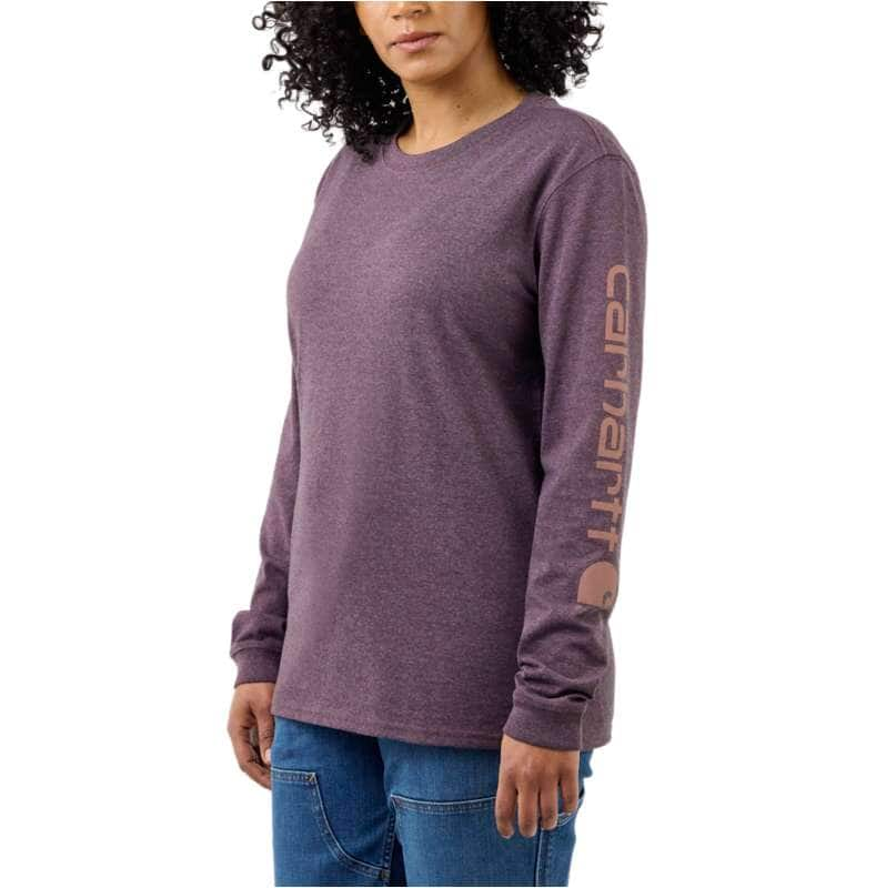 Carhartt  Blackberry Heather Loose Fit Heavyweight Long-Sleeve Logo Sleeve Graphic T-Shirt