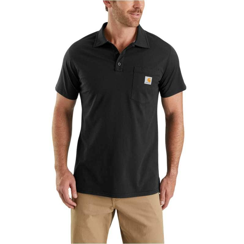 Carhartt  Black Carhartt Force™ Relaxed Fit Midweight Short-Sleeve Pocket Polo