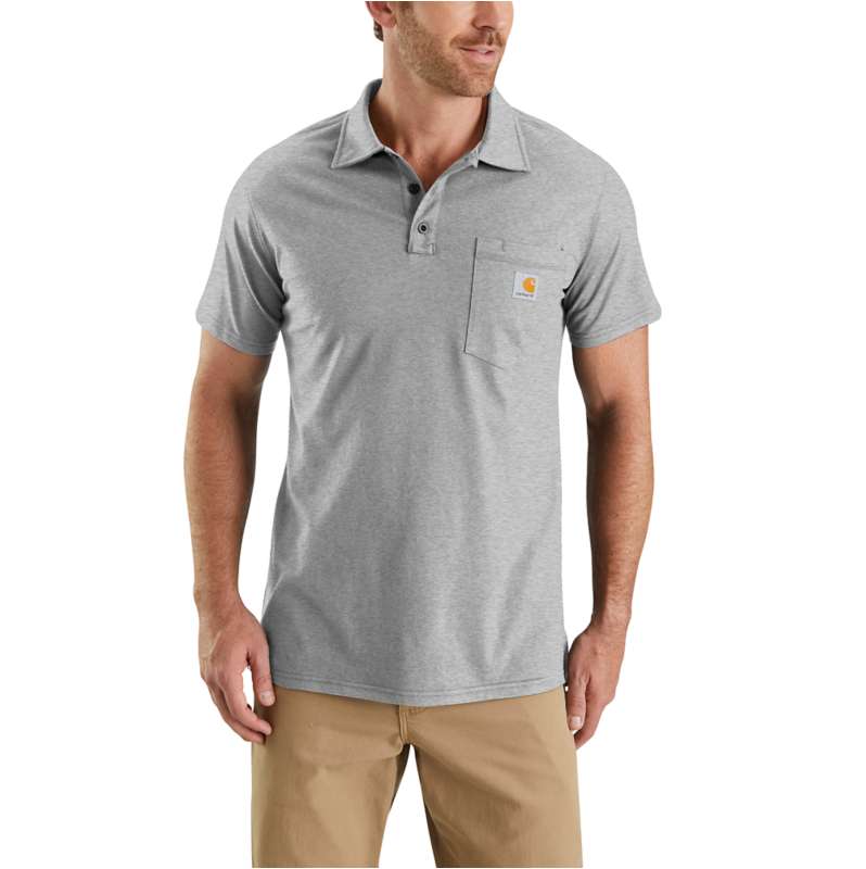 Carhartt  Heather Gray Carhartt Force™ Relaxed Fit Midweight Short-Sleeve Pocket Polo