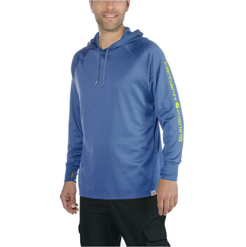 Carhartt  Federal Blue Carhartt Force™ Fishing Graphic Long-Sleeve Hooded T-Shirt