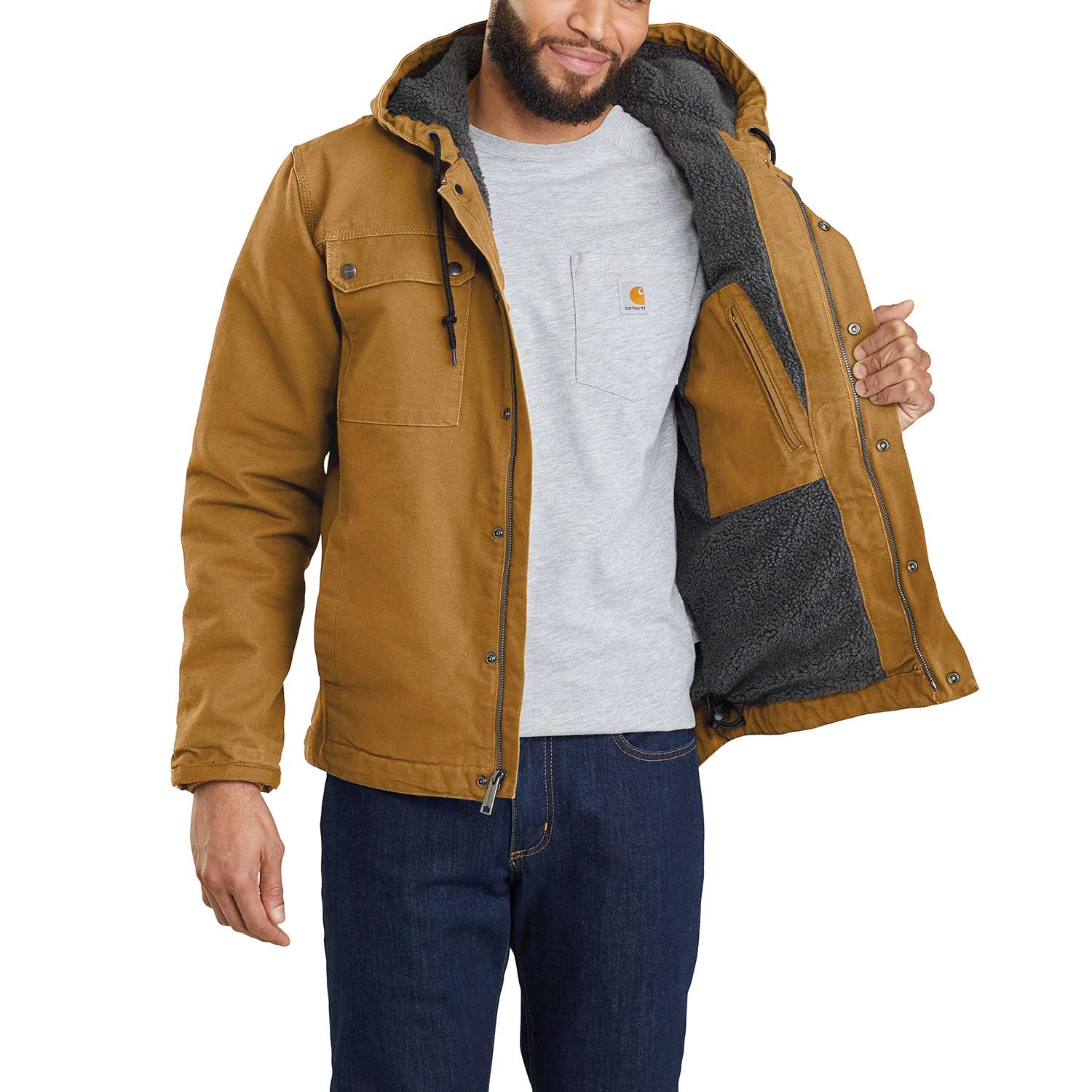 Additional thumbnail 6 of Relaxed Fit Washed Duck Sherpa-Lined Utility Jacket