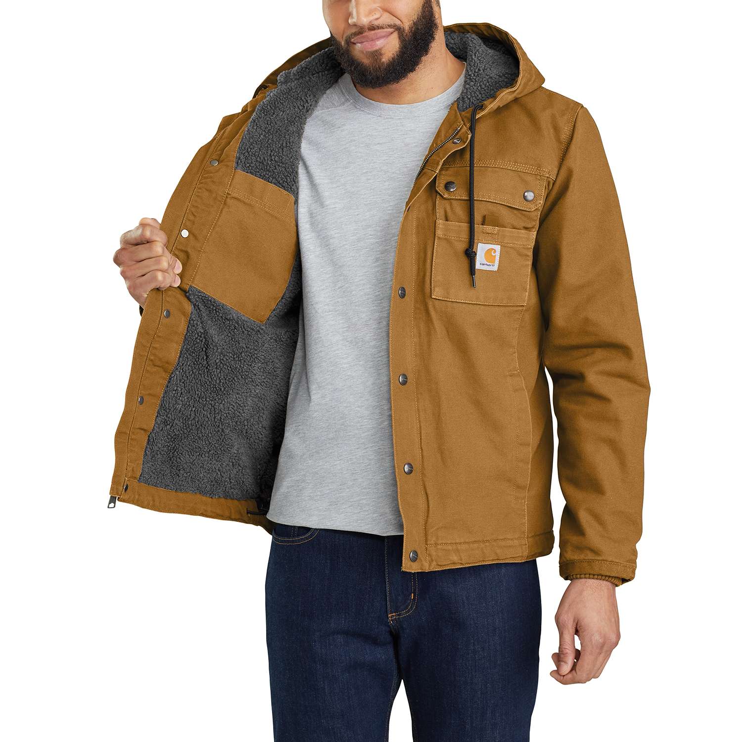 Additional thumbnail 5 of Relaxed Fit Washed Duck Sherpa-Lined Utility Jacket