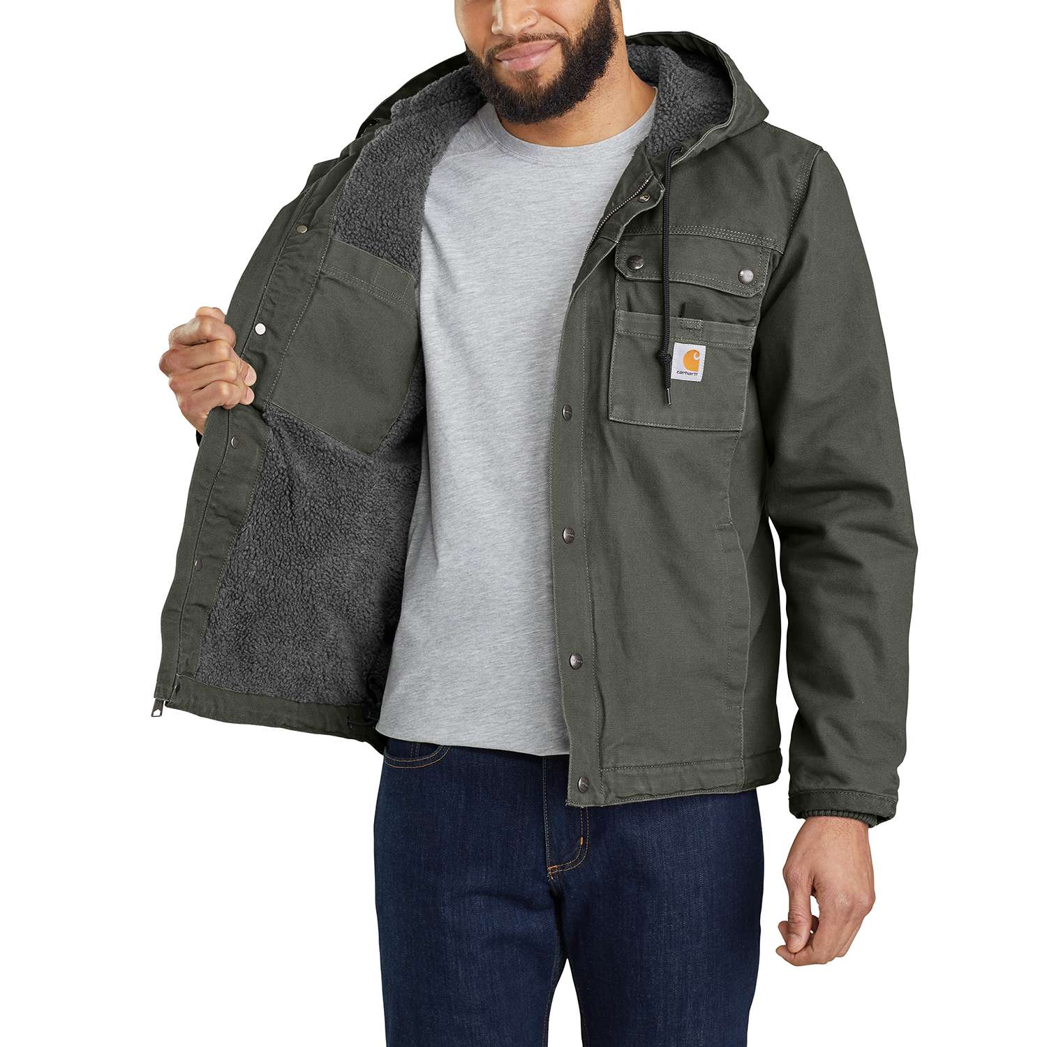 Additional thumbnail 2 of Relaxed Fit Washed Duck Sherpa-Lined Utility Jacket