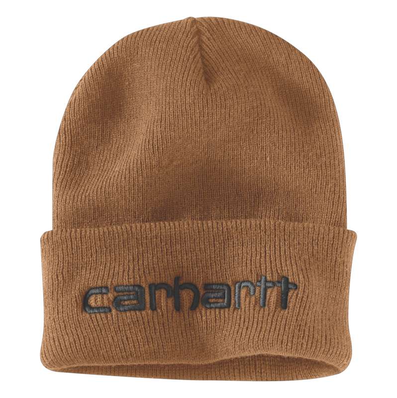 Carhartt  Carhartt Brown Knit Insulated Logo Graphic Cuffed Beanie