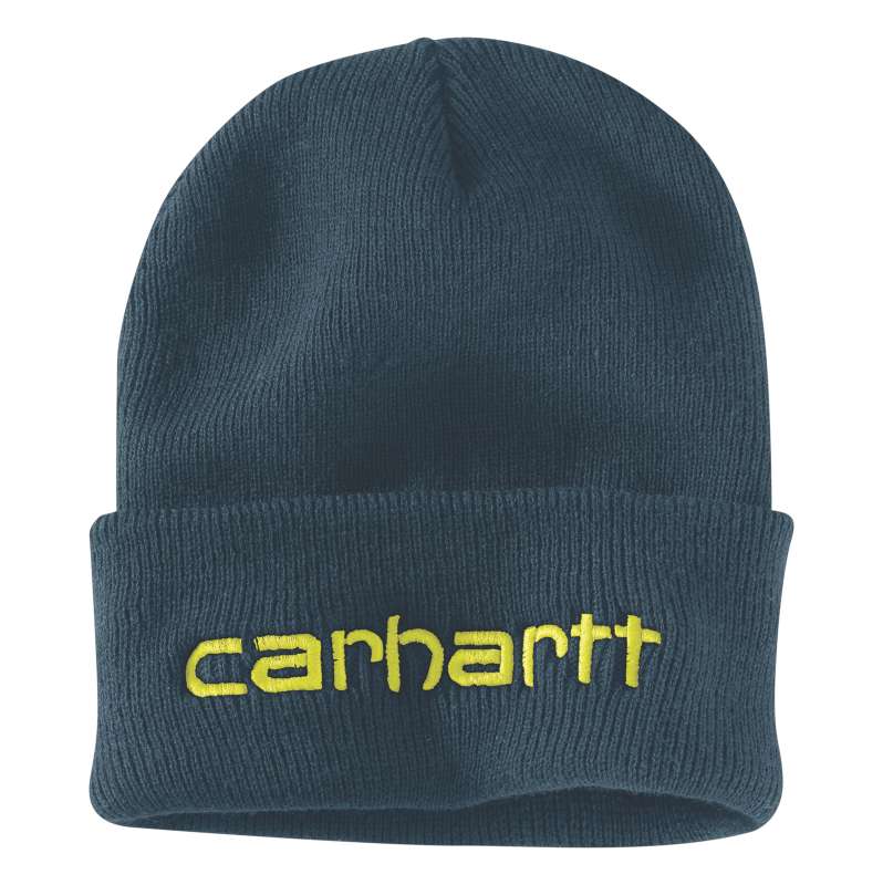 Carhartt  Night Blue Knit Insulated Logo Graphic Cuffed Beanie