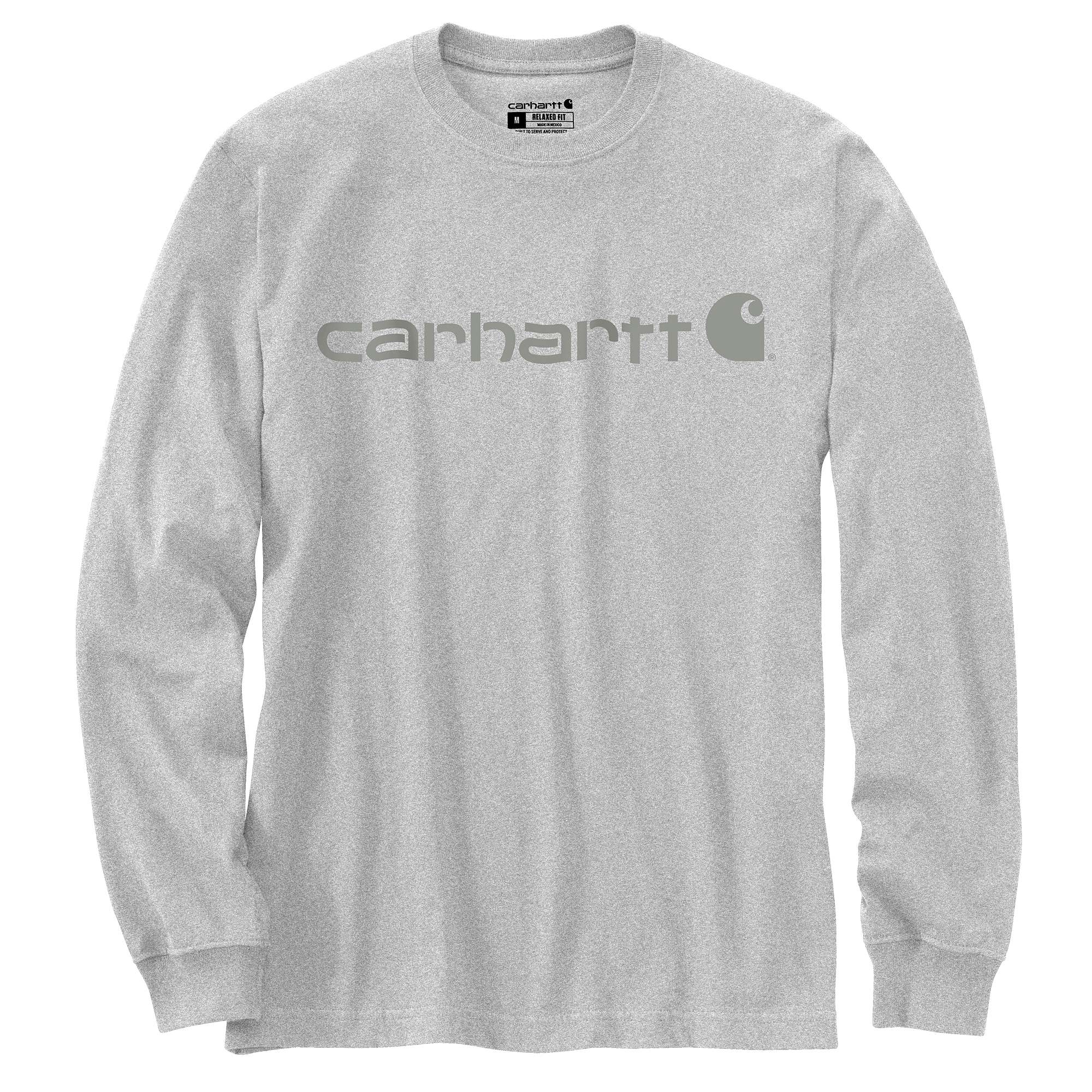 Carhartt Male T-shirt - dearborn relaxed ls logo t-shirt - Grey - 2XL
