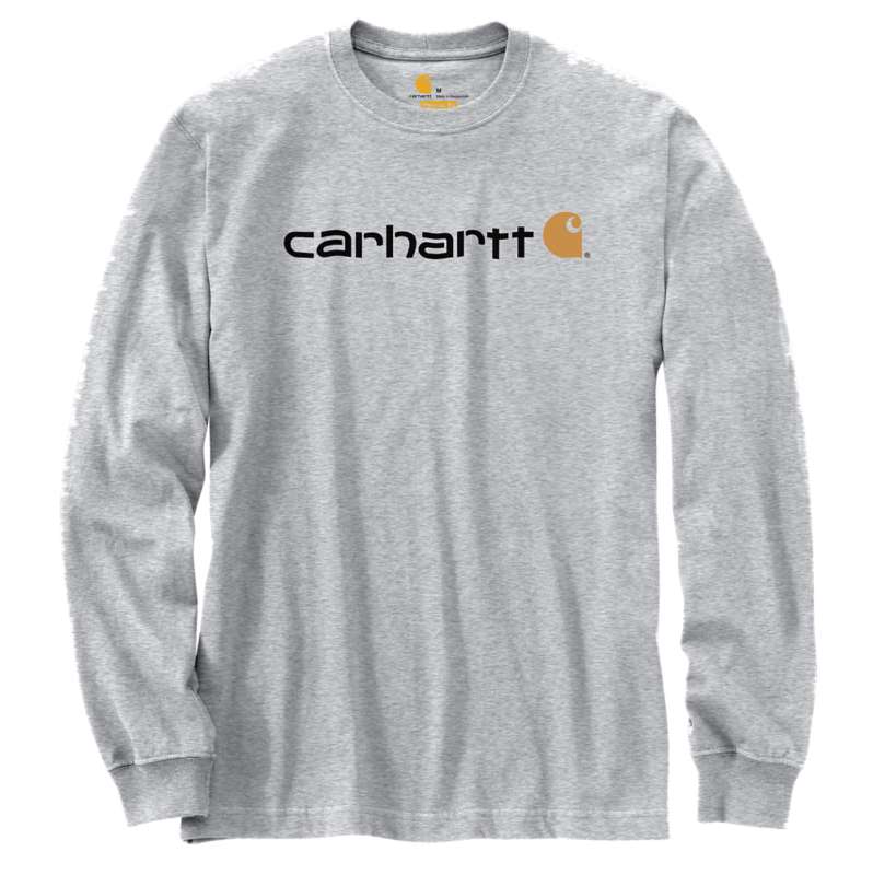 Carhartt  Heather Gray Relaxed Fit Heavyweight Long-Sleeve Logo Graphic T-Shirt