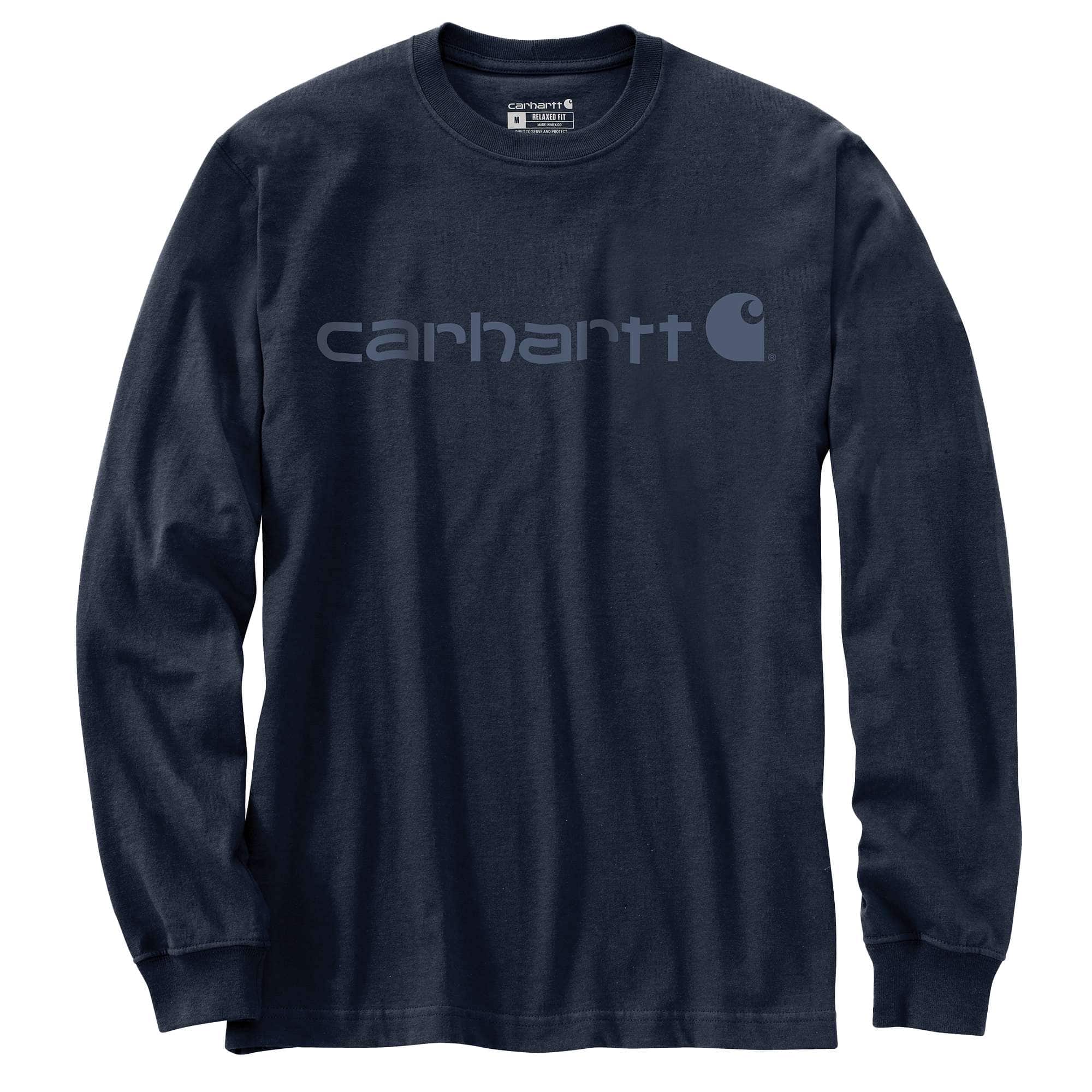 Carhartt Male T-shirt - dearborn relaxed ls logo t-shirt - Blue - M