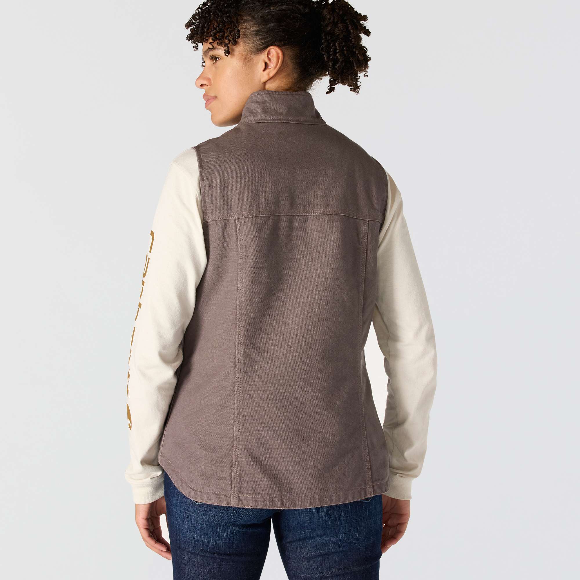 Additional thumbnail 2 of Bodywarmer van gewassen duck-materiaal met opstaande hals