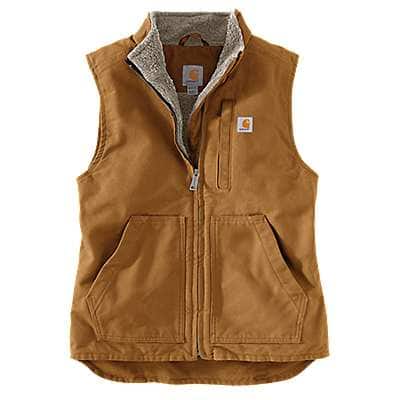 RELAXED FIT WASHED DUCK SHERPA LINED MOCK NECK VEST