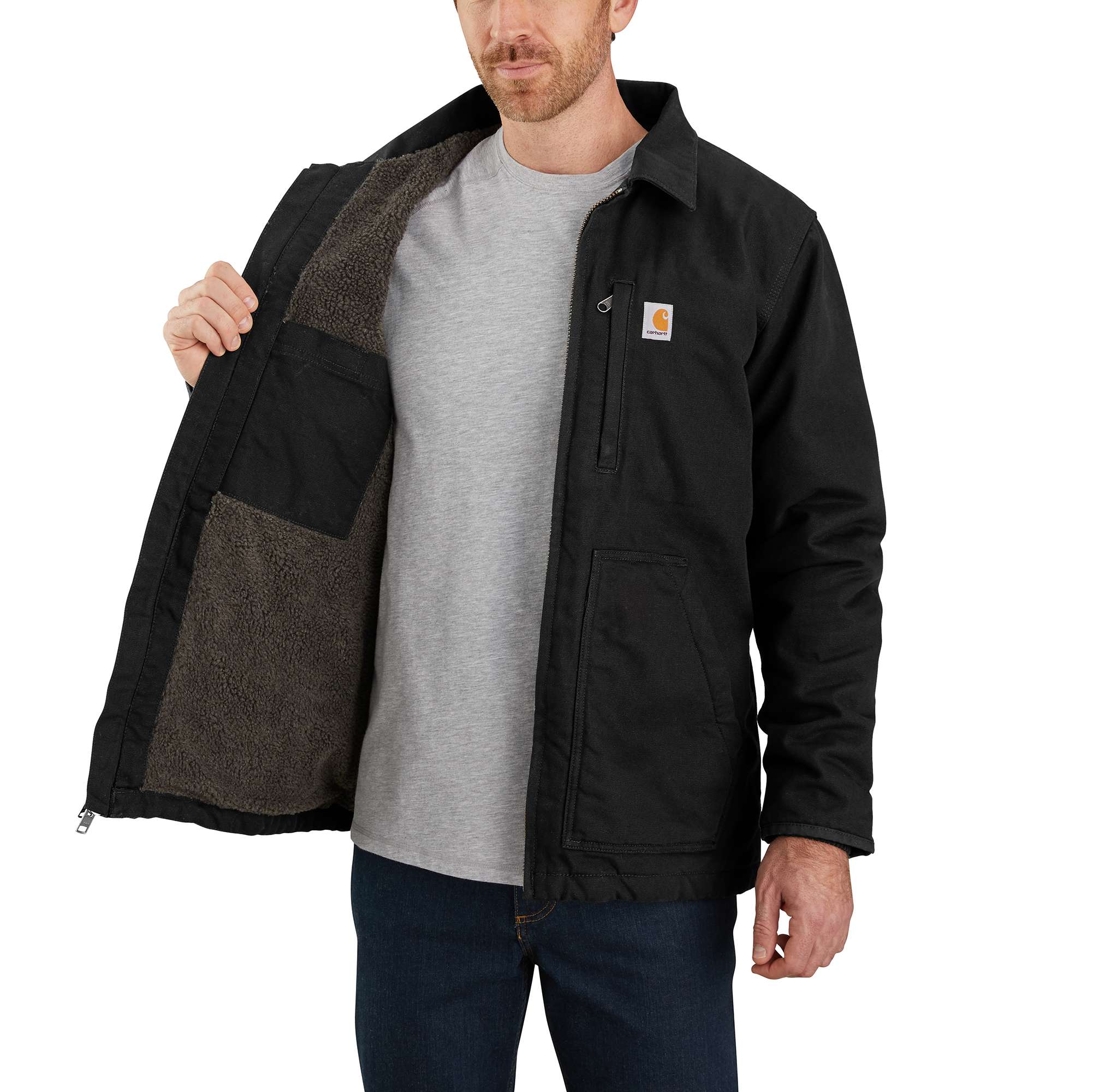 Additional thumbnail 2 of Loose Fit Washed Duck Sherpa-Lined Coat